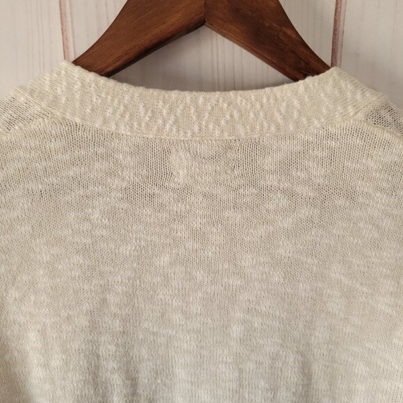 J Crew Textured Knit Open Front Long Cardigan Sweater, Cream Color, Pockets, EUC - Picture 6 of 10